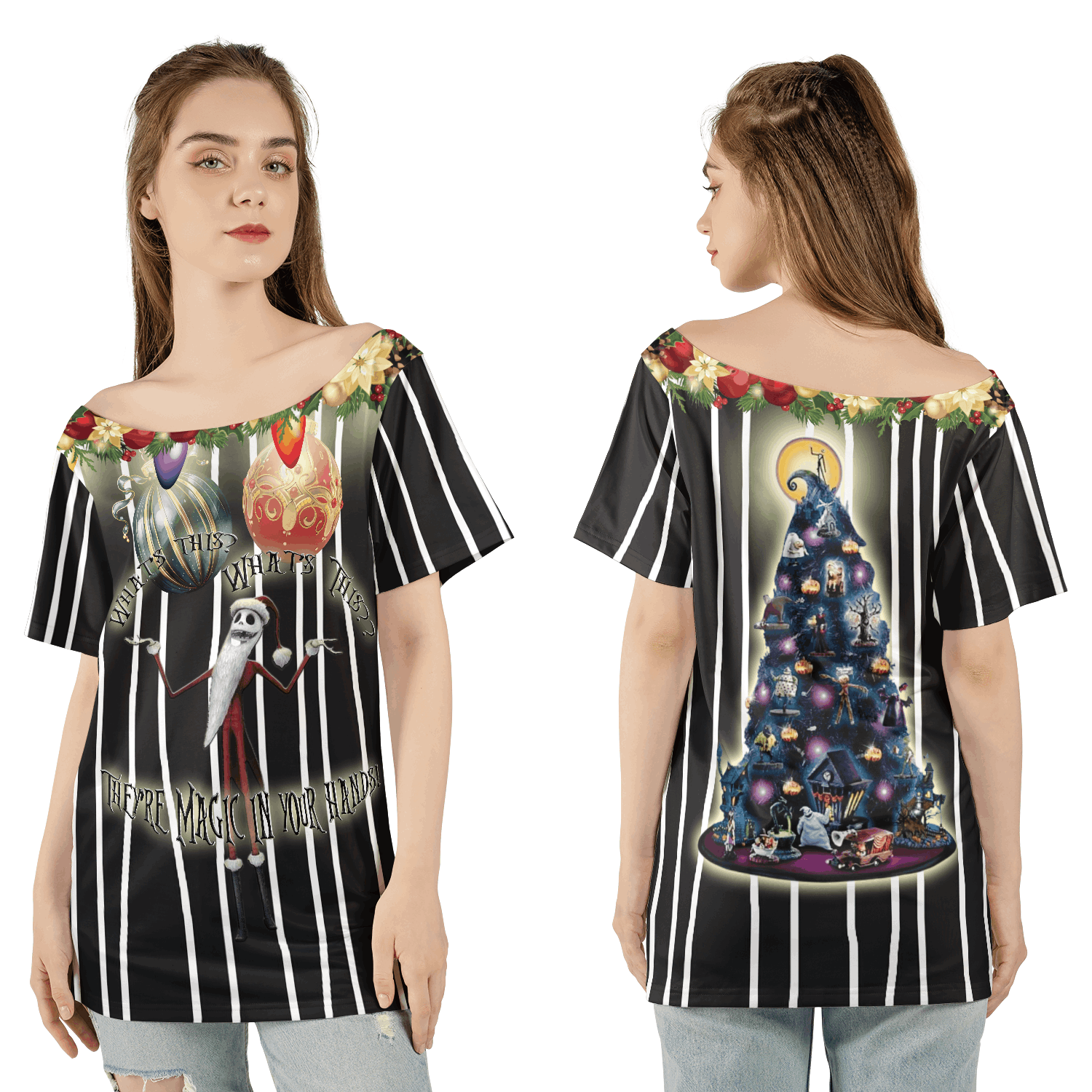 What’s This All-over Print Women’s Off-the-shoulder T-shirt