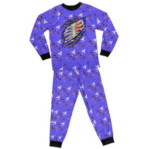 Skeleton Blue All-over Print Kid Raglan Pajamas Set