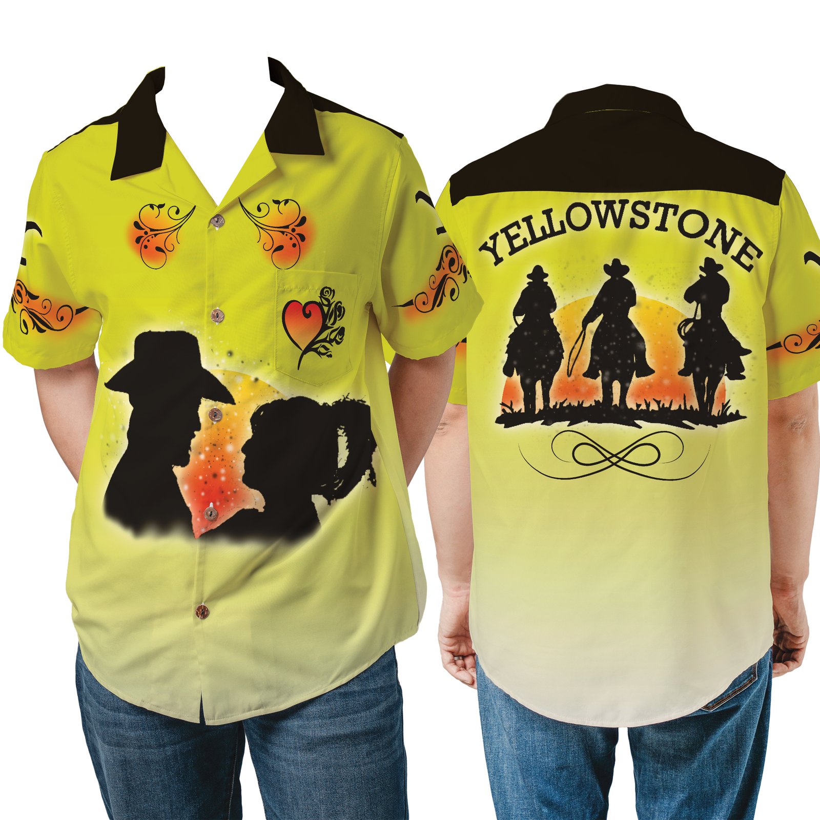 Yellow Women’s Crop Hawaiian Shirt