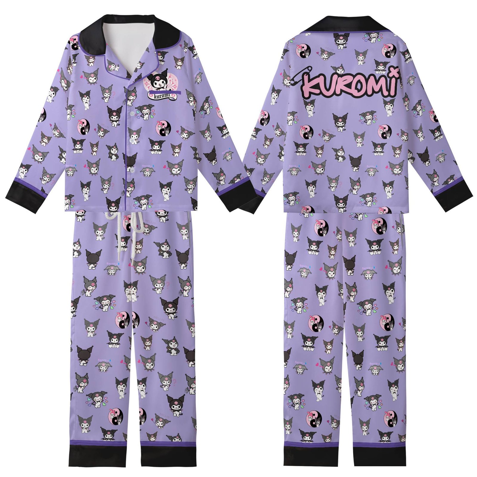 Kuromi All-over Print Kid Satin Pajamas Set (No Pocket)